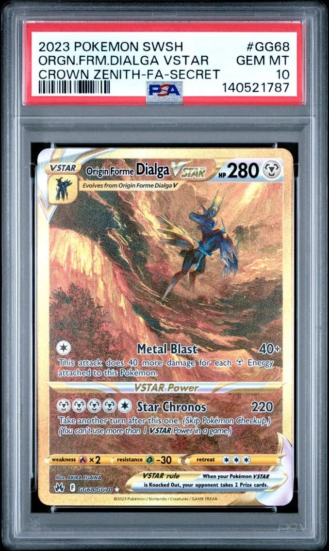 2023 #GG68 Full Art/Origin Forme Dialga Vstar PSA 10 Sword and Shield Crown Zenith