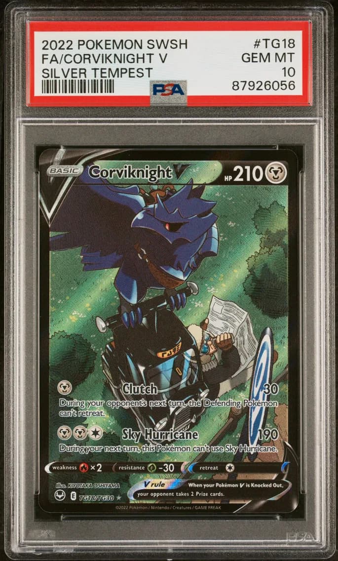 2022 #TG18 Full Art/Corviknight V PSA 10 Sword & Shield Silver Tempest