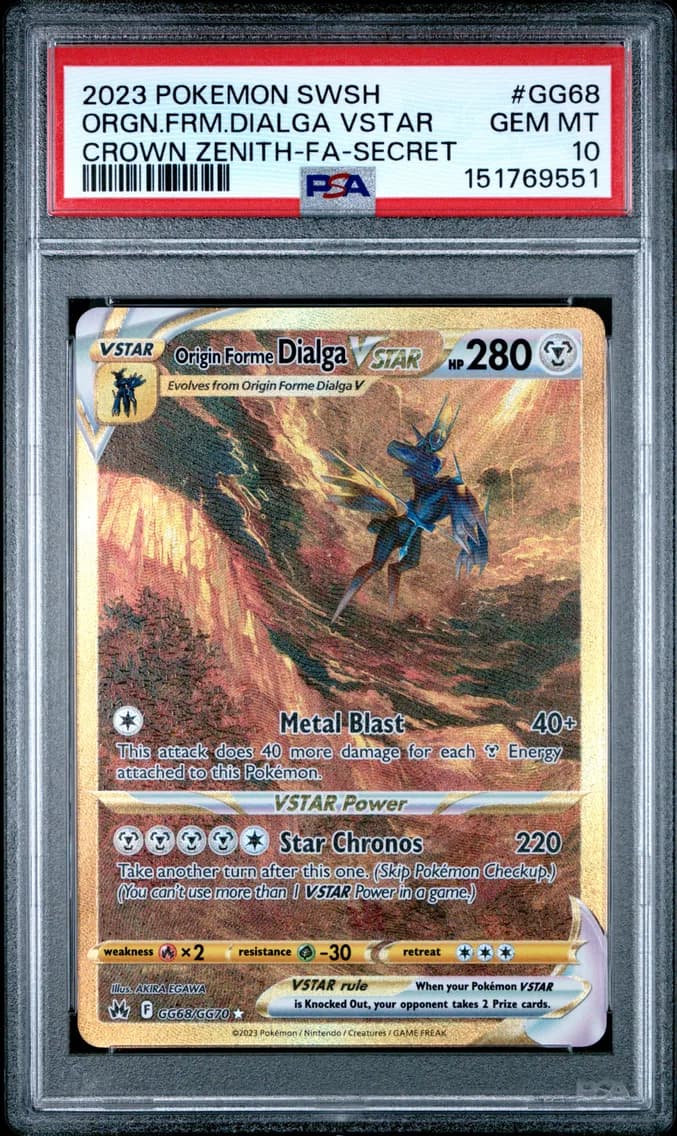 2023 #GG68 Full Art/Origin Forme Dialga Vstar PSA 10 Sword and Shield Crown Zenith