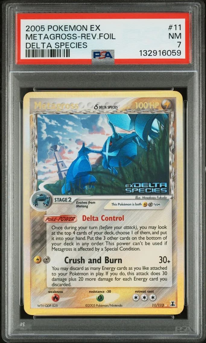 2005 #11 Metagross-Reverse Foil PSA 7 EX Delta Species
