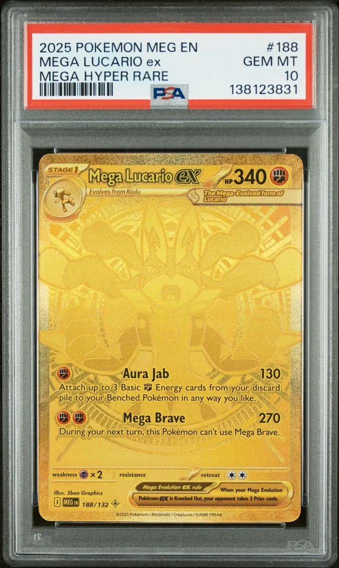 2025 #188 Mega Lucario EX PSA 10 Meg EN-Mega Evolution