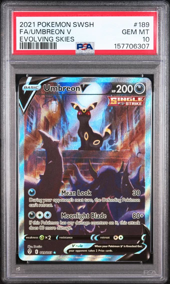 2021 #189 Full Art/Umbreon V PSA 10 Sword & Shield Evolving Skies