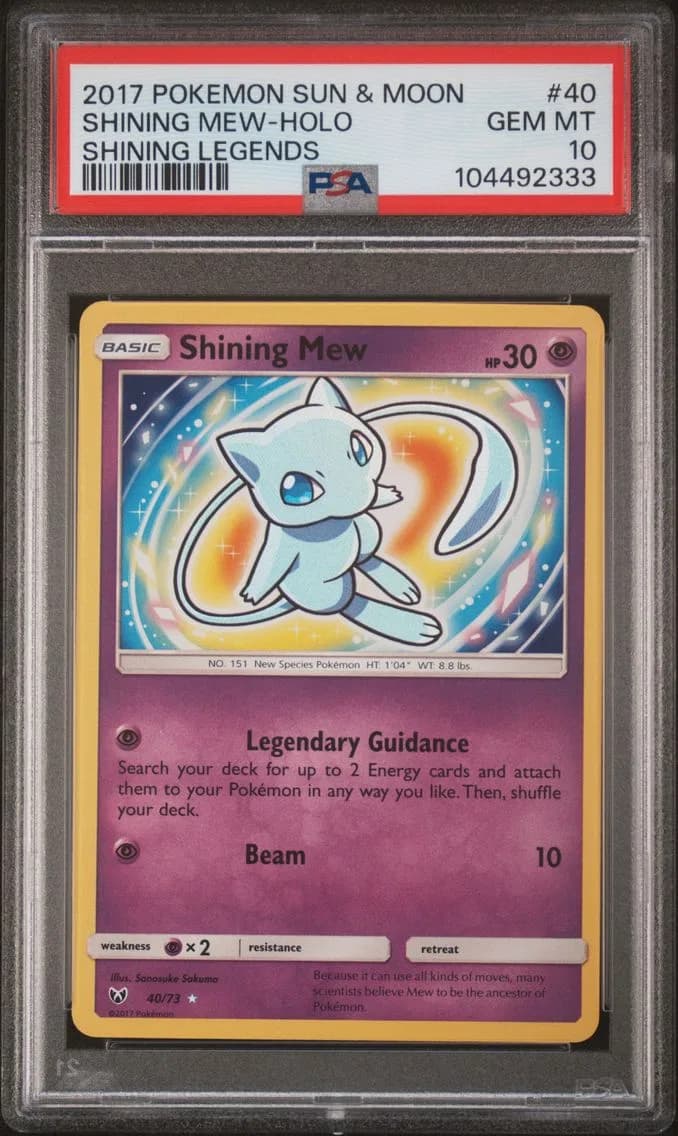 2017 #40 Shining Mew-Holo PSA 10 Sun & Moon Shining Legends