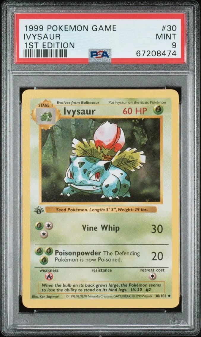 1999 #30 Ivysaur 1st Edition PSA 9 Game