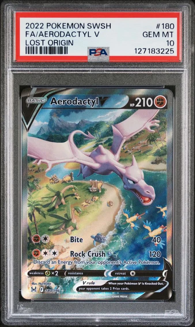2022 #180 Full Art/Aerodactyl V PSA 10 Sword & Shield Lost Origin