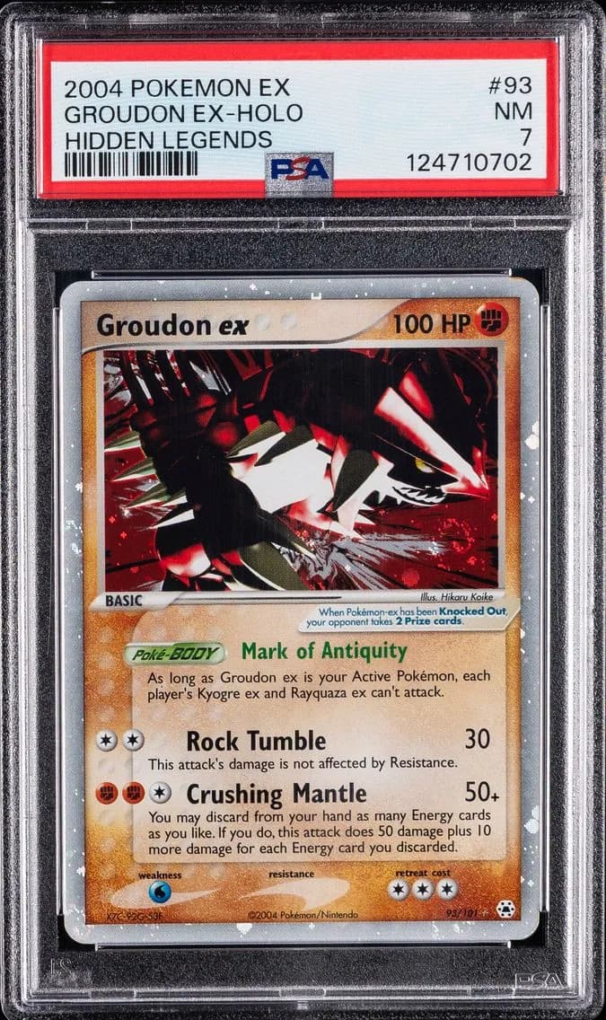 2004 #93 Groudon EX-Holo PSA 7 EX Hidden Legends Pokemon