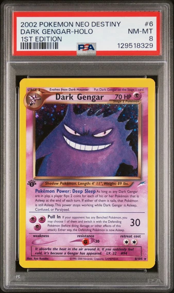 2002 #6 Dark Gengar-Holo 1st Edition PSA 8 Neo Destiny Pokemon