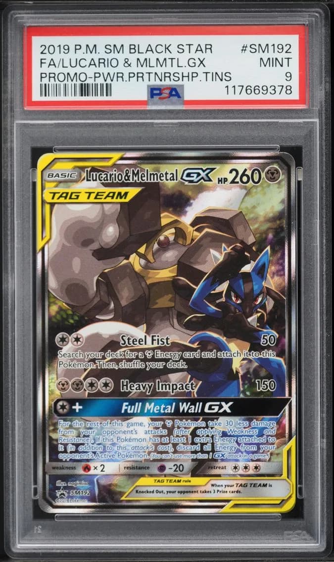 2019 #SM192 Full Art/Lucario & Melmetal GX PSA 9 SM Black Star Promo Pokemon