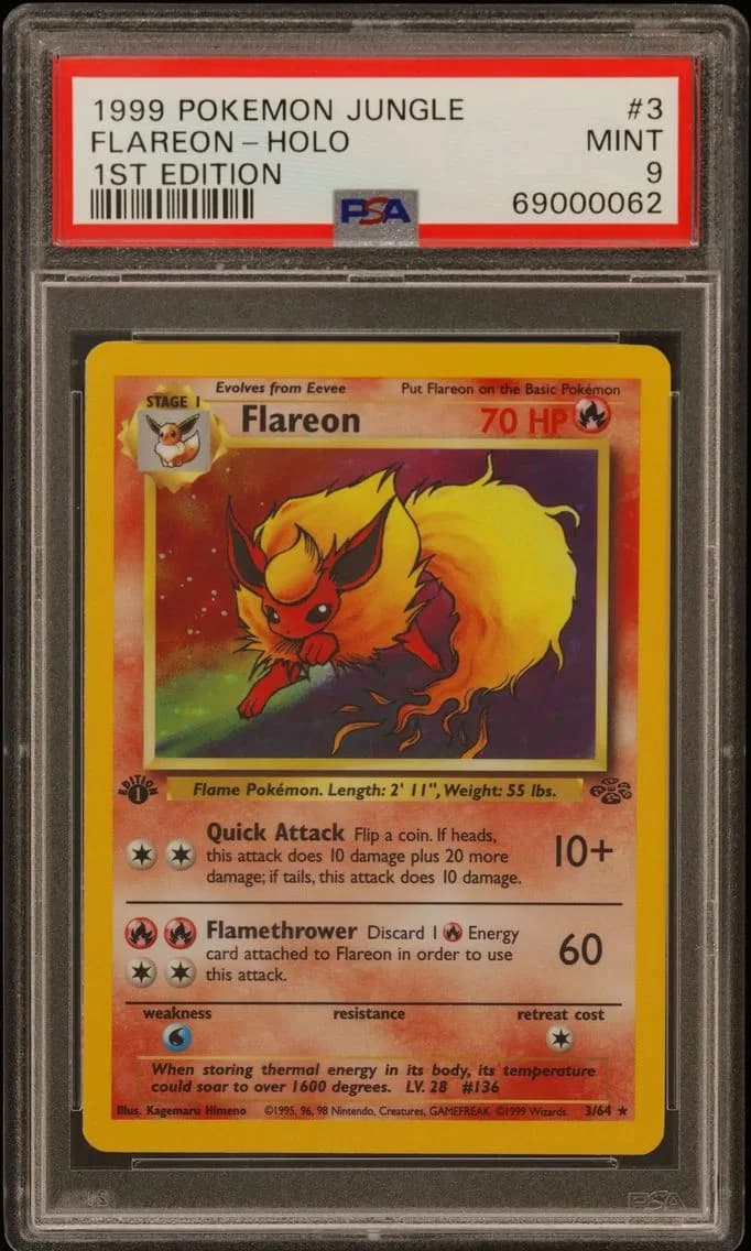 1999 #3 Flareon-Holo 1st Edition PSA 9 Jungle