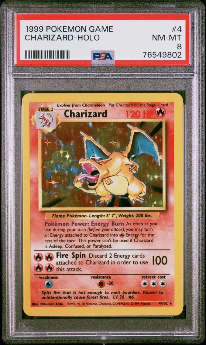 1999 #4 Charizard-Holo PSA 8 Game