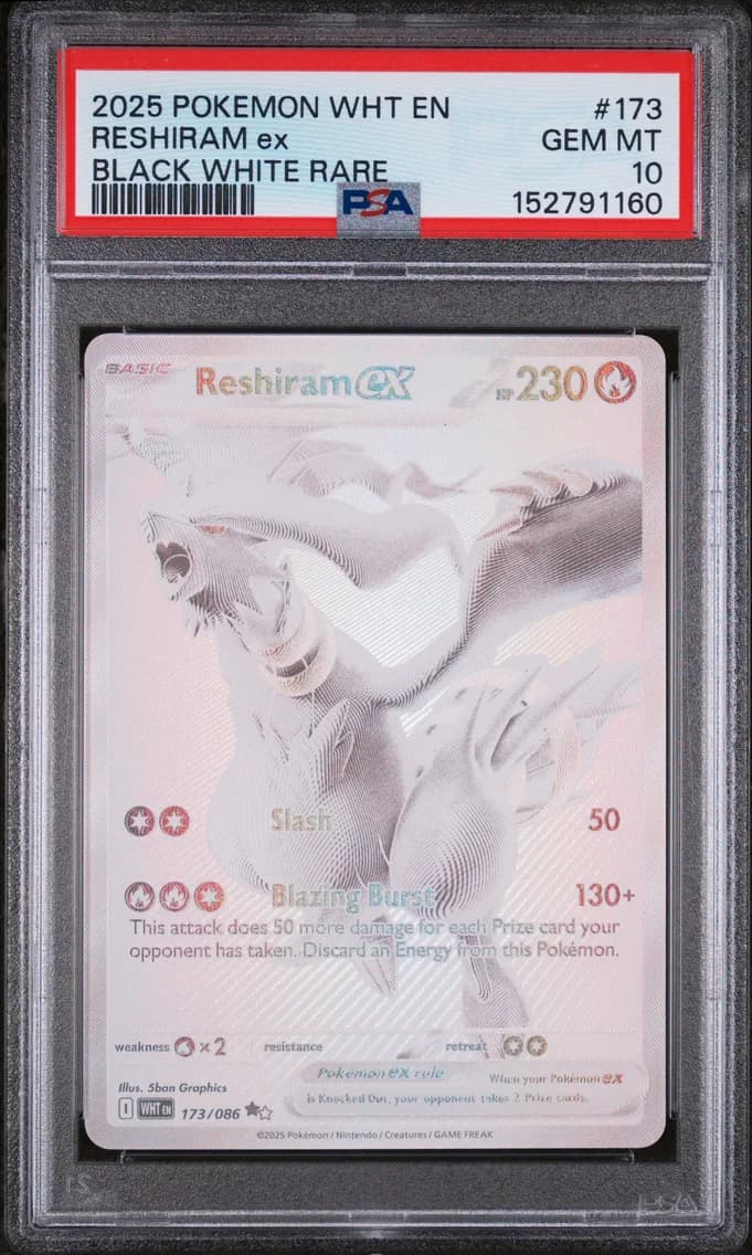 2025 #173 Reshiram EX PSA 10 Wht EN-White Flare