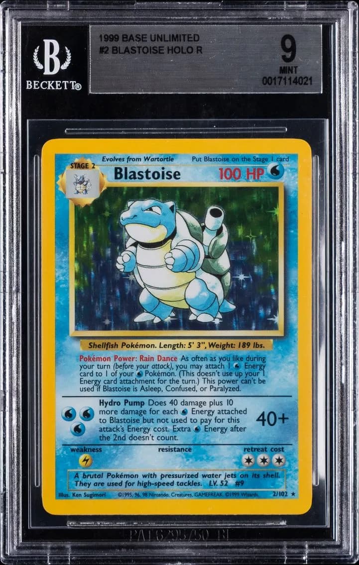 1999 #2 Blastoise-Holo BGS 9 Game Pokemon