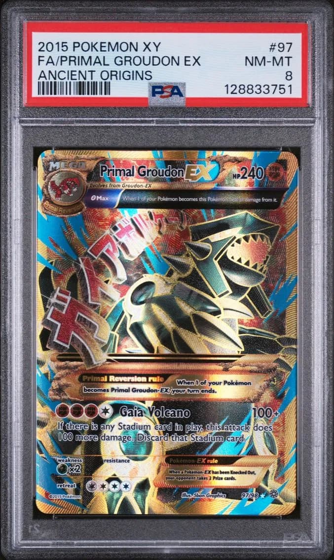 2015 #97 Full Art/Primal Groudon EX PSA 8 XY Ancient Origins