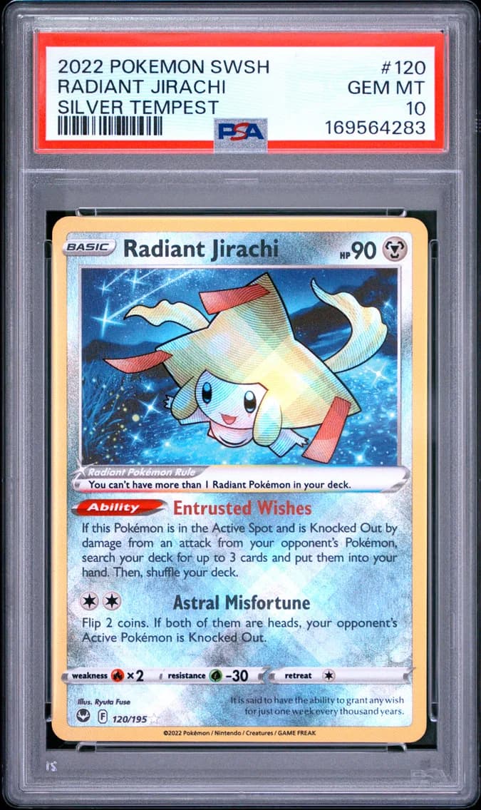 2022 #120 Radiant Jirachi PSA 10 Sword & Shield Silver Tempest