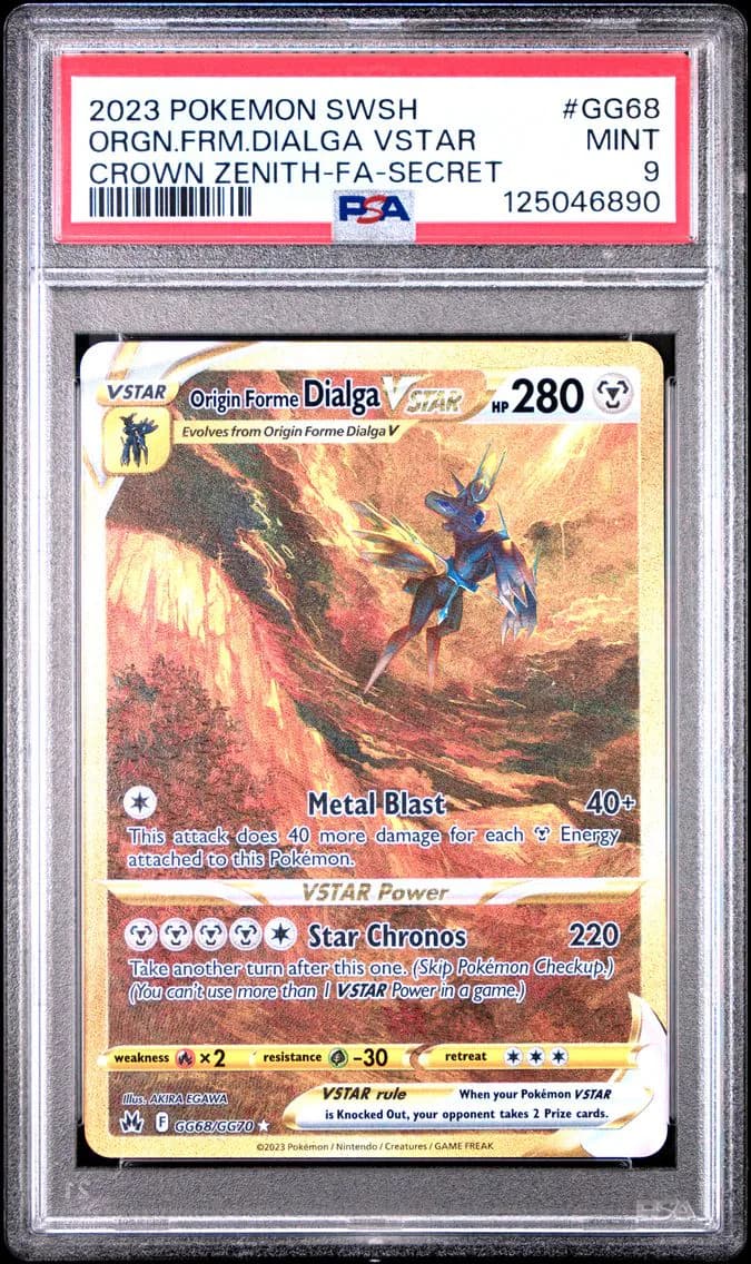 2023 #GG68 Full Art/Origin Forme Dialga Vstar PSA 9 Sword and Shield Crown Zenith Pokemon