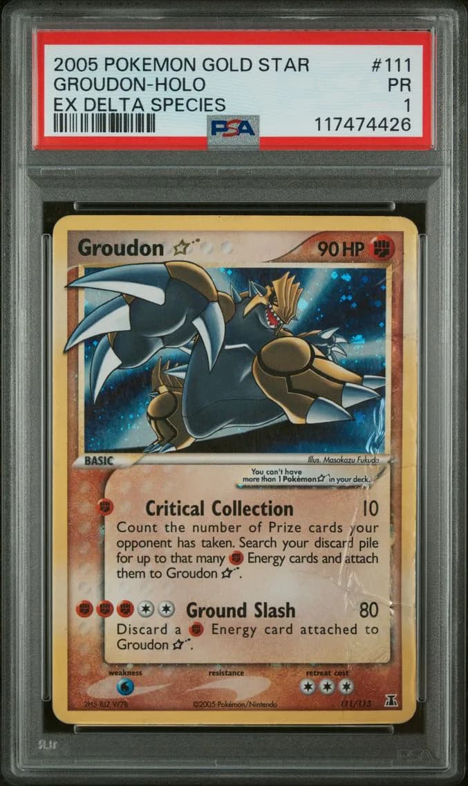 2005 #111 Groudon-Holo PSA 1 EX Delta Species Pokemon