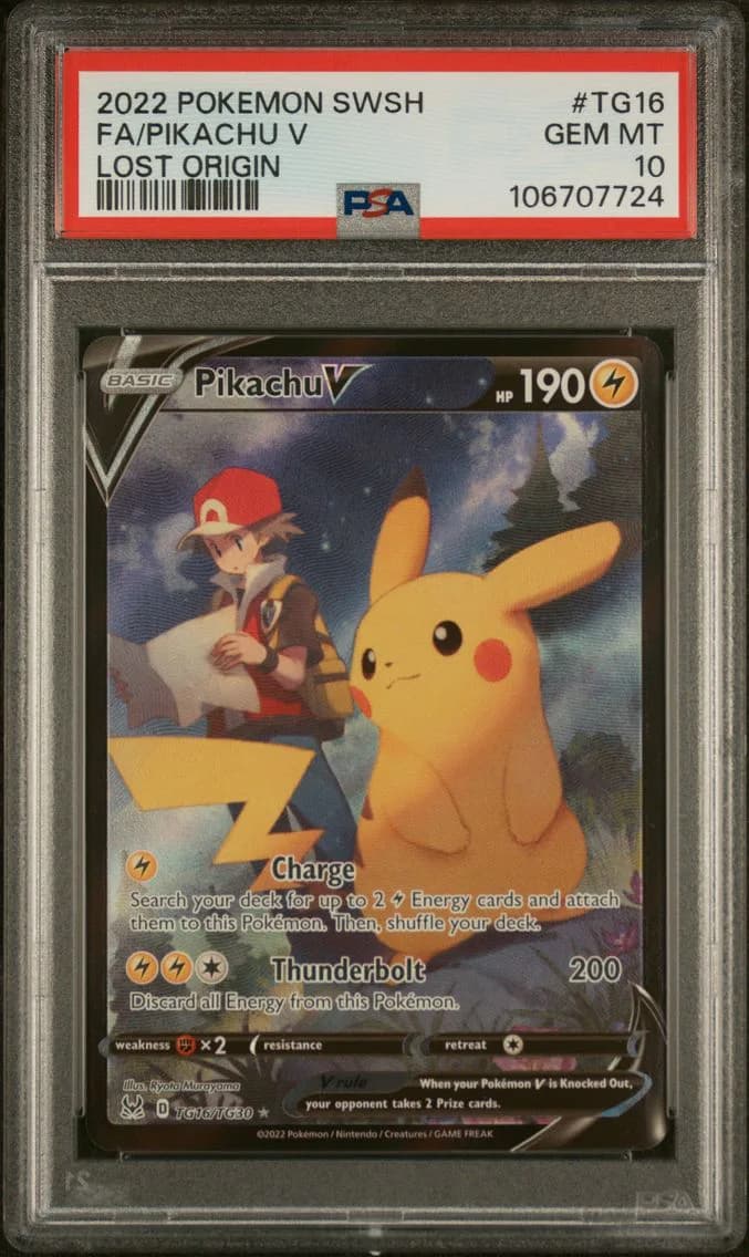 2022 #TG16 Full Art/Pikachu V PSA 10 Sword & Shield Lost Origin Pokemon