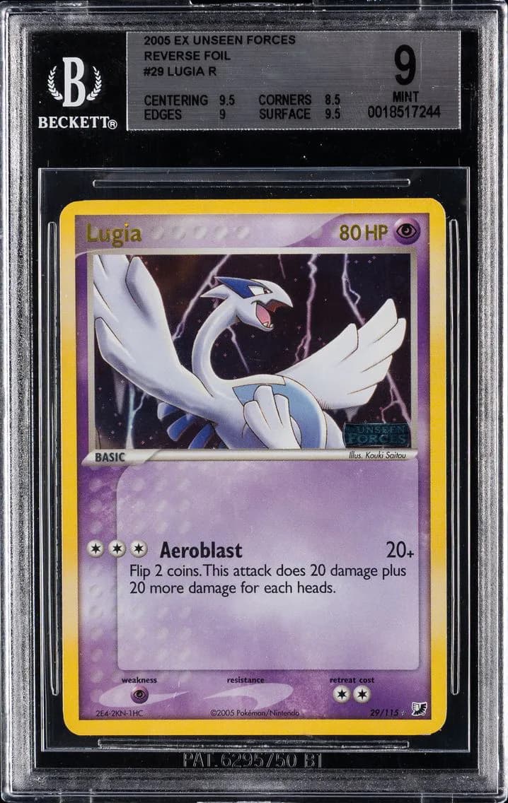 2005 #29 Lugia R BGS 9 EX Unseen Forces Reverse Foil Pokemon