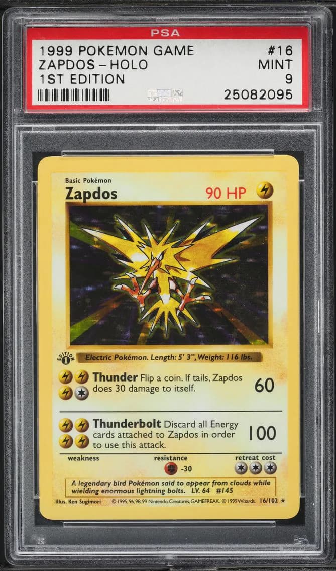 1999 #16 Zapdos-Holo 1st edition PSA 9 Base Set Pokemon