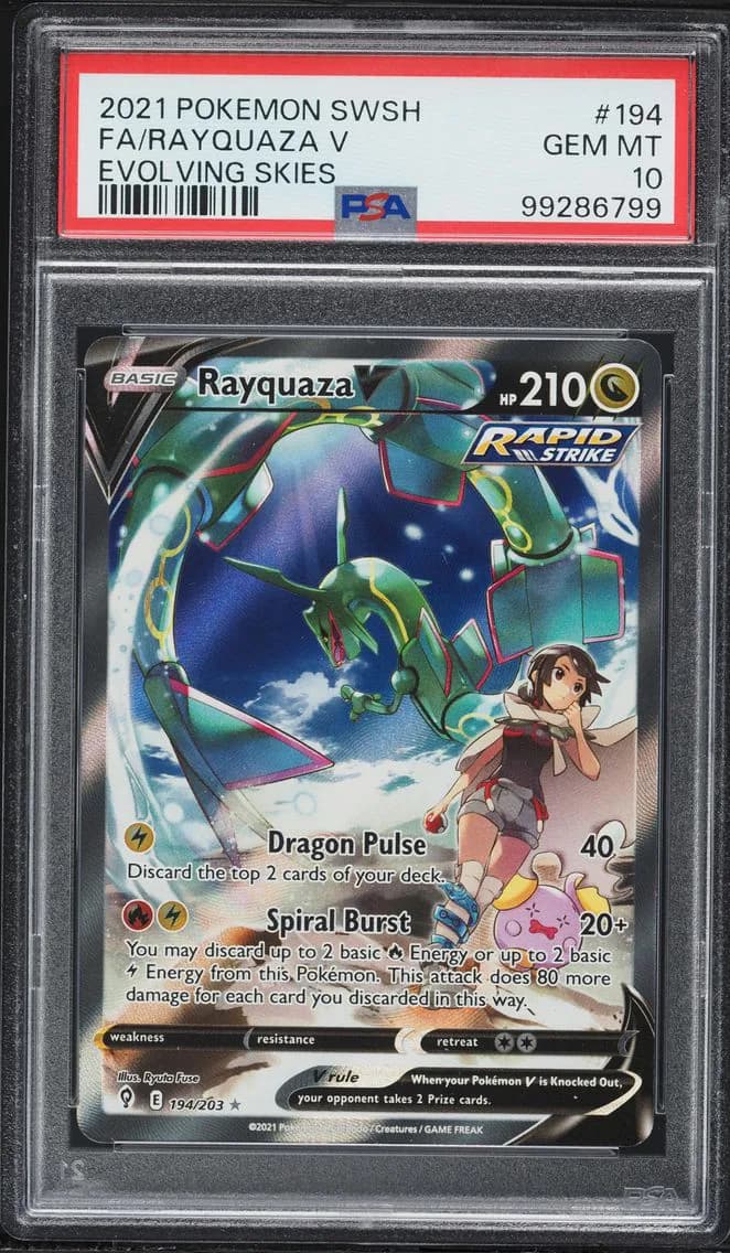 2021 #194 Full Art/Rayquaza V PSA 10 Sword & Shield Evolving Skies Pokemon