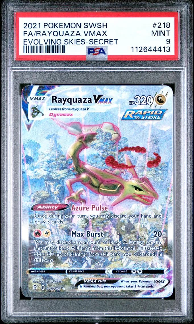 2021 #218 Full Art/Rayquaza Vmax PSA 9 Sword & Shield Evolving Skies