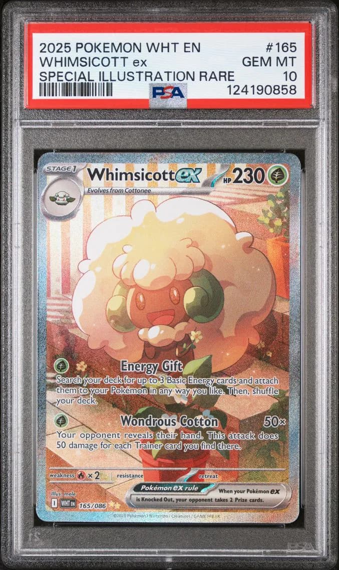 2025 #165 Whimsicott EX PSA 10 Wht EN-White Flare Pokemon