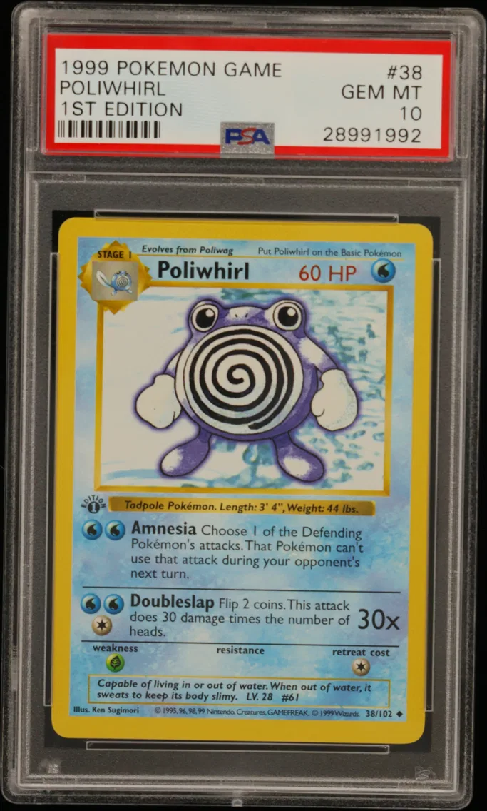 1999 #38 Poliwhirl 1st Edition PSA 10 Game