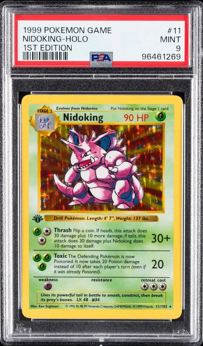1999 #11 Nidoking-Holo 1st Edition PSA 9 Game Pokemon
