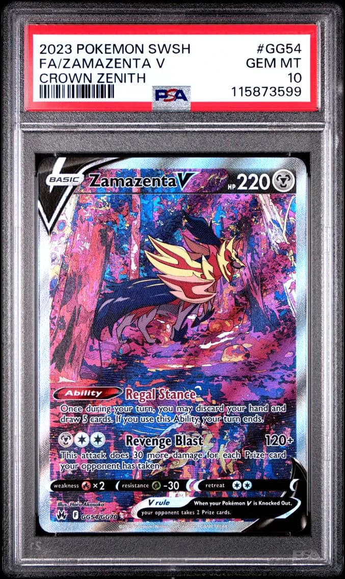 2023 #GG54 Full Art/Zamazenta V PSA 10 Sword and Shield Crown Zenith Pokemon
