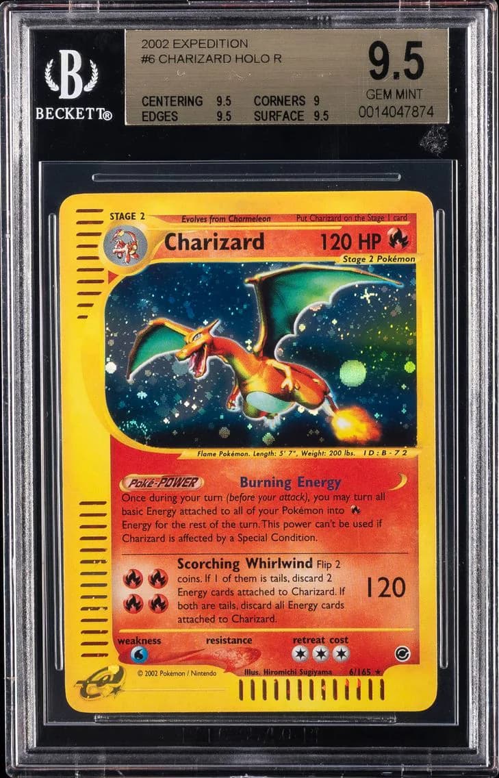 2002 #6 Charizard-Holo BGS 9.5 Expedition Pokemon