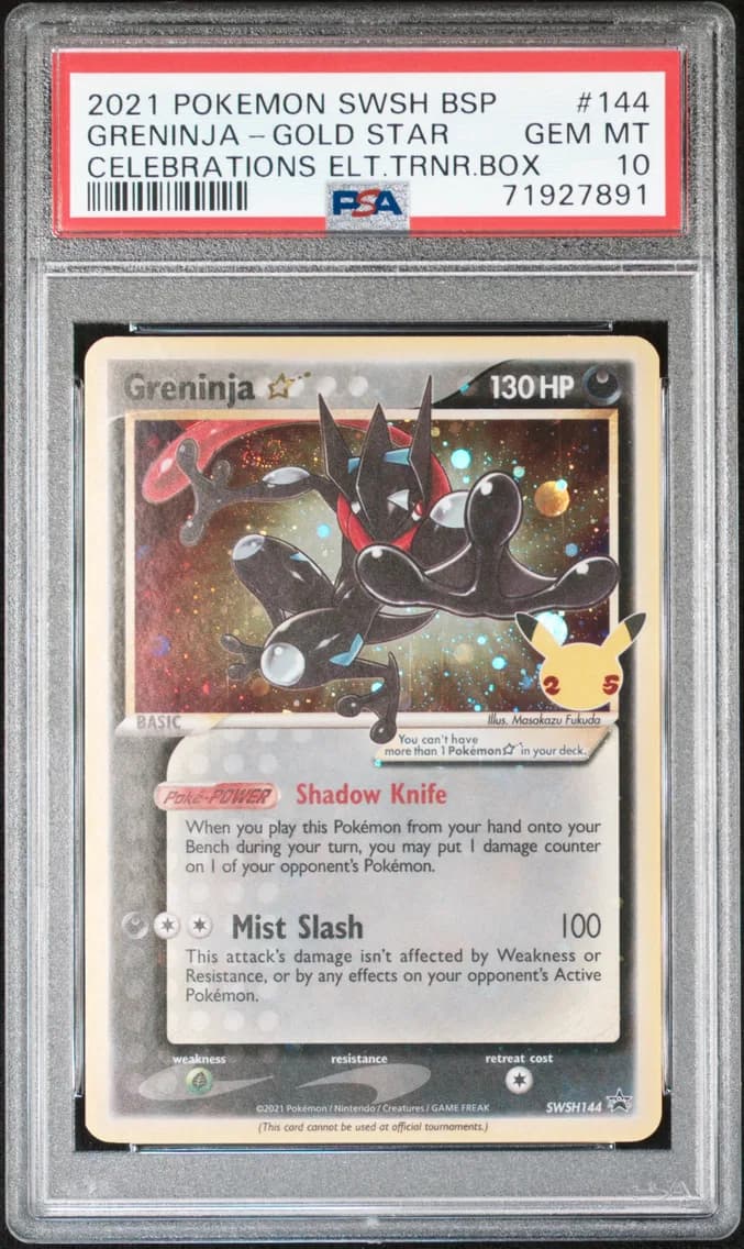 2021 #144 Greninja-Gold Star PSA 10 Swsh Black Star Promo