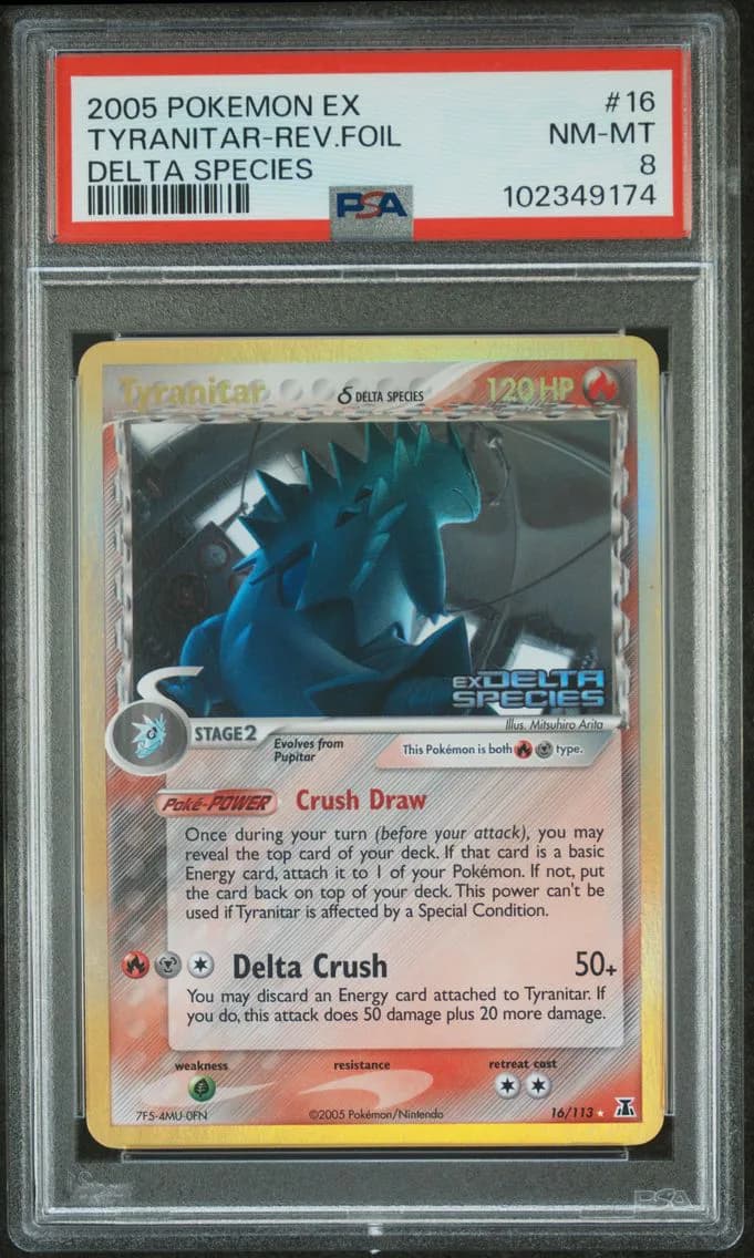2005 #16 Tyranitar-Reverse Foil PSA 8 EX Delta Species