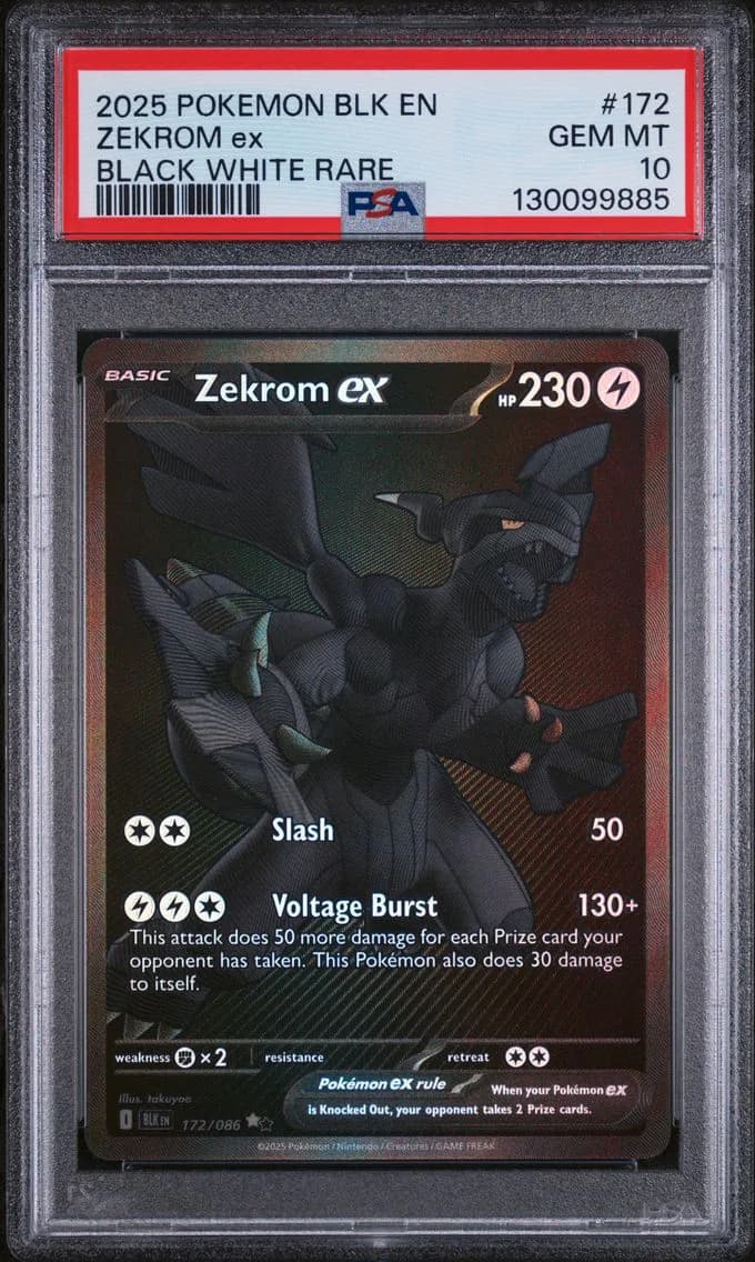 2025 #172 Zekrom EX PSA 10 Blk EN-Black Bolt