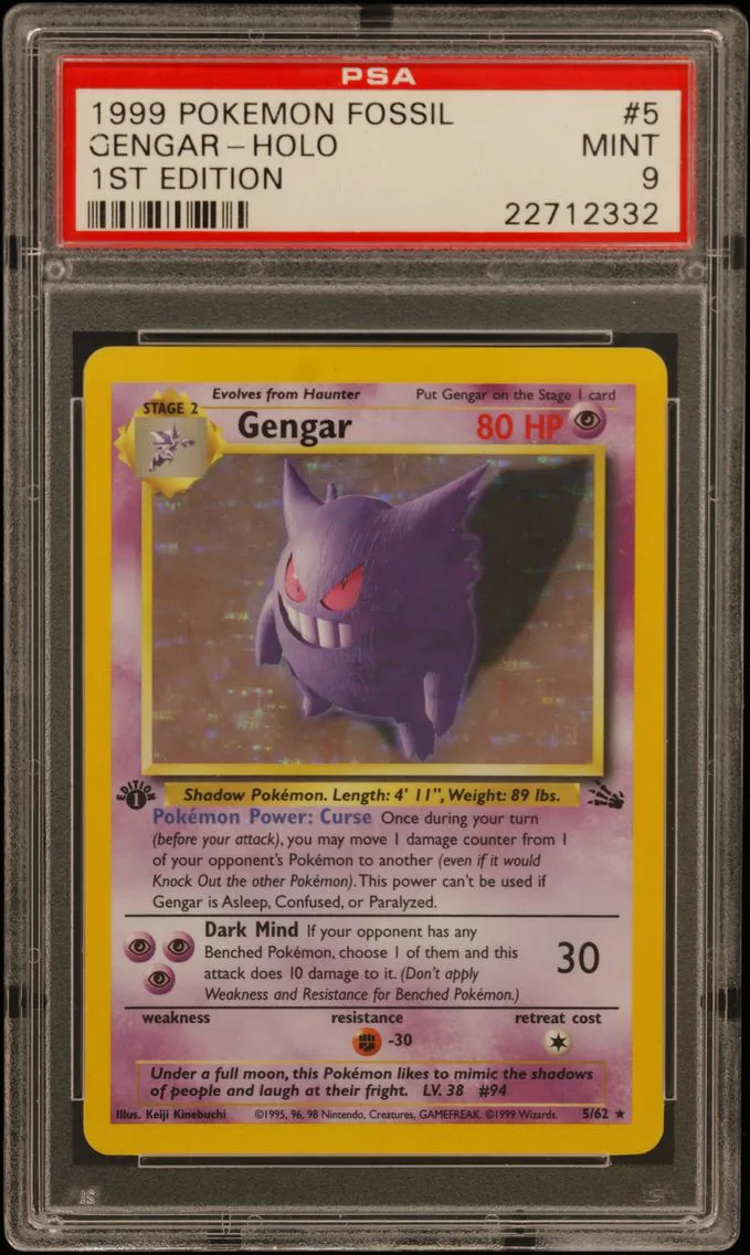 1999 #5 Gengar-Holo 1st Edition PSA 9 Fossil