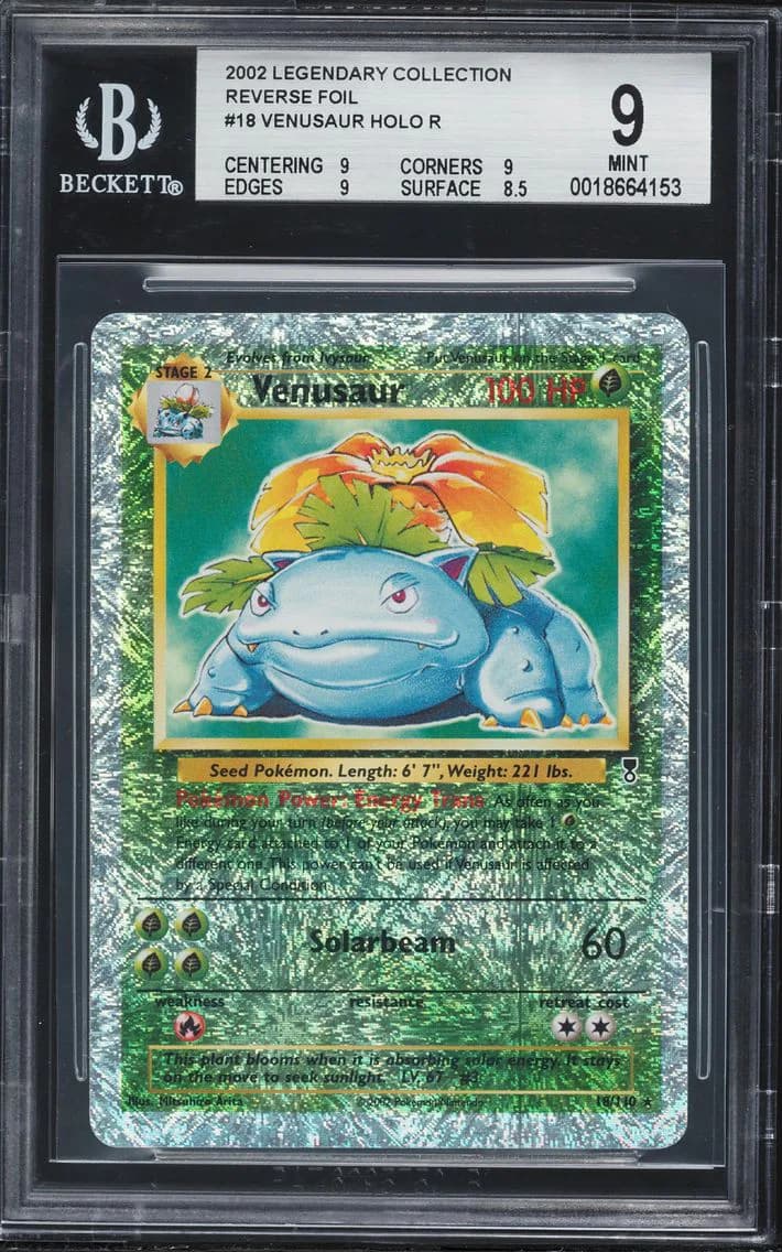 2002 #18 Venusaur-Reverse Foil BGS 9 Legendary Collection Pokemon