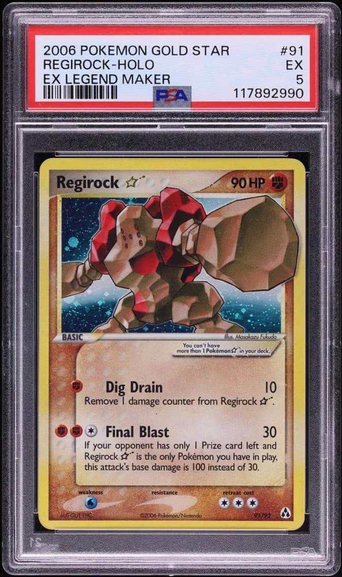 2006 #91 Regirock Gold Star PSA 5 Pokemon EX Legend Maker Holo