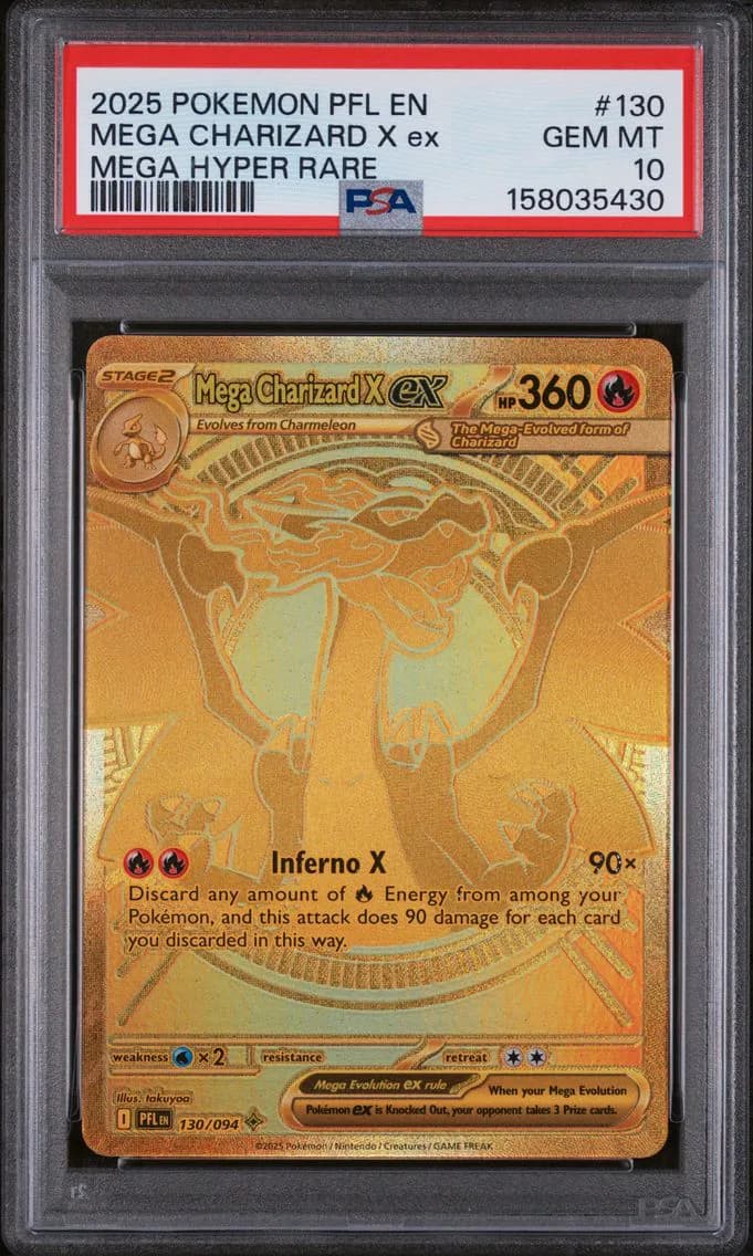 2025 #130 Mega Charizard X EX PSA 10 Pfl EN-Phantasmal Flames