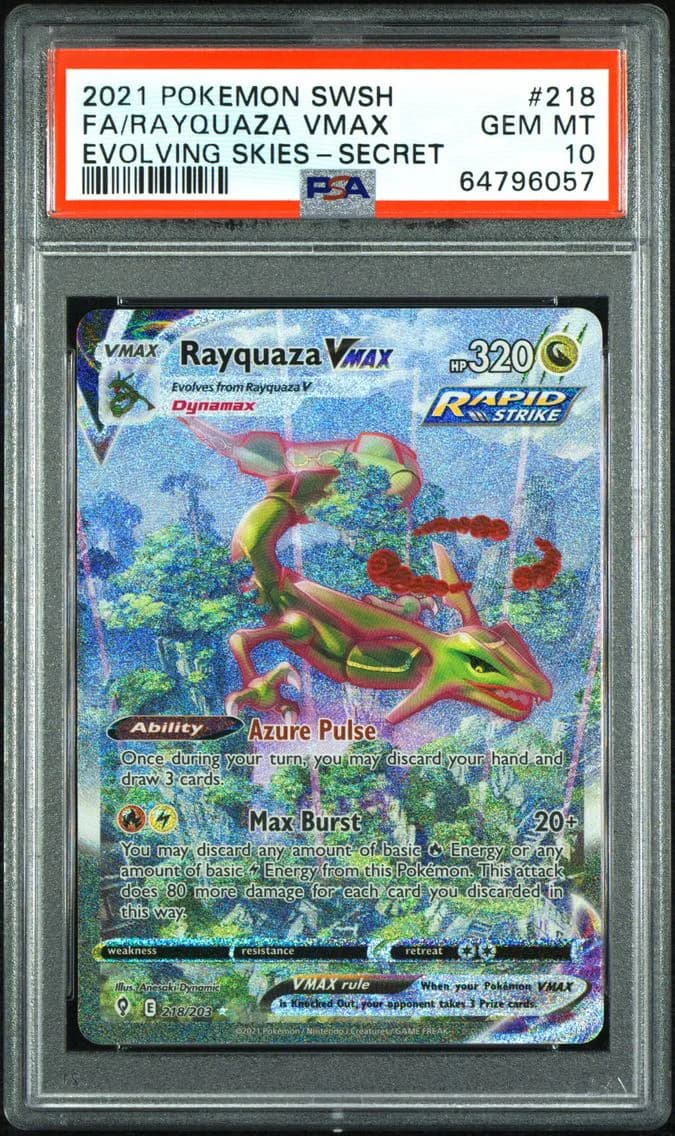 2021 #218 Full Art/Rayquaza Vmax PSA 10 Sword & Shield Evolving Skies