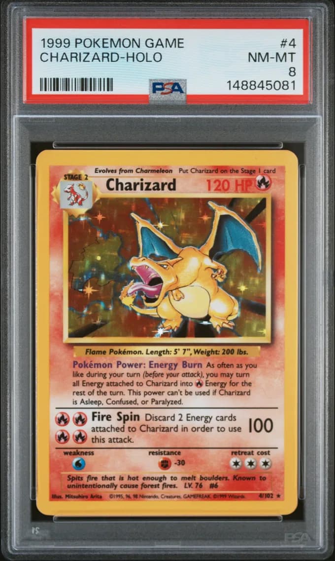 1999 #4 Charizard-Holo PSA 8 Game