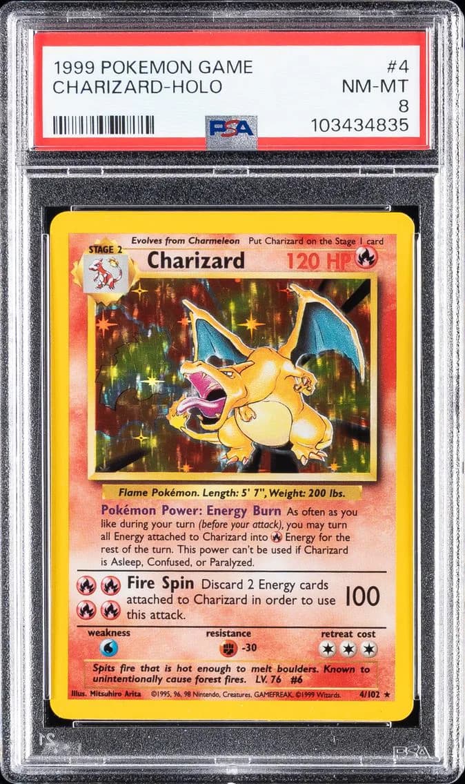 1999 #4 CHARIZARD-HOLO PSA 8 POKEMON GAME