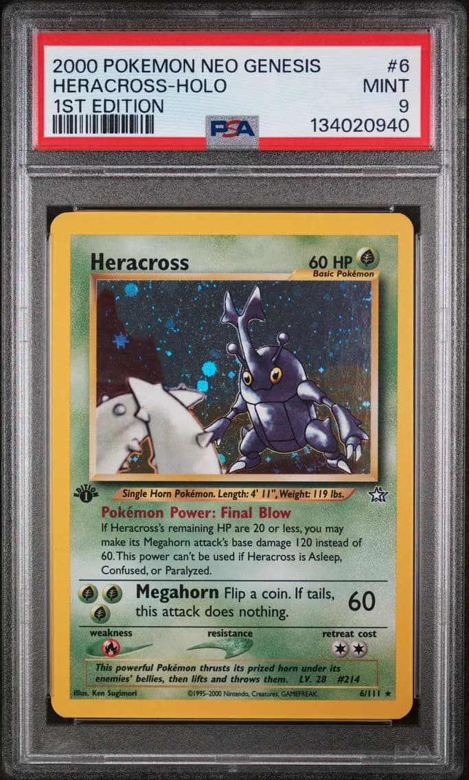 2000 #6 Heracross-Holo PSA 9 Neo Genesis 1st Edition