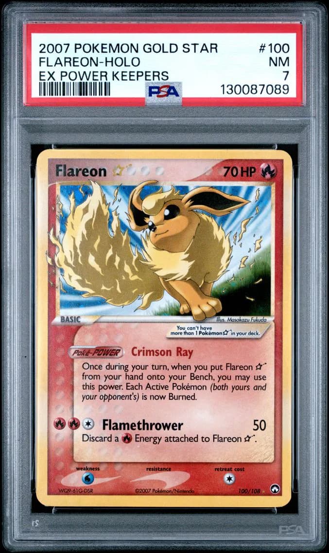 2007 #100 Flareon-Holo Gold Star PSA 7 EX Power Keepers