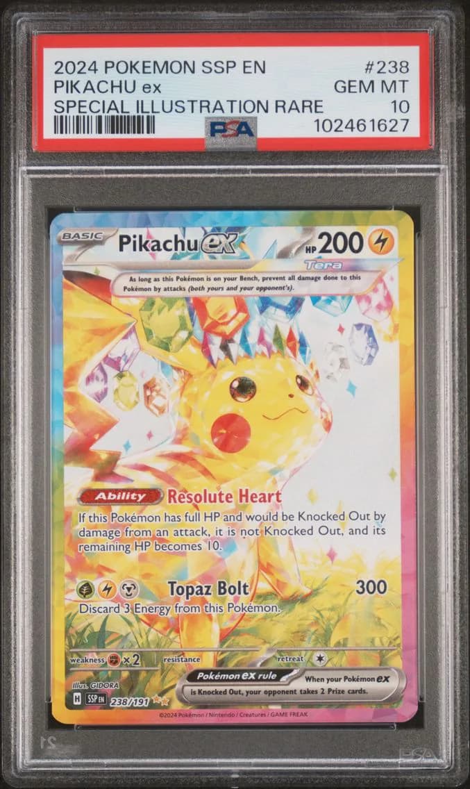 2024 #238 Pikachu EX PSA 10 Ssp EN-Surging Sparks Pokemon