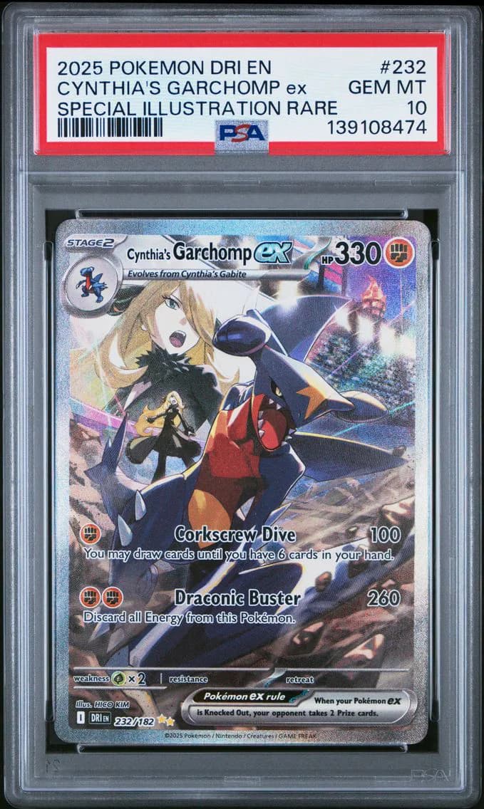 2025 #232 Cynthia's Garchomp EX PSA 10 Dri EN-Destined Rivals