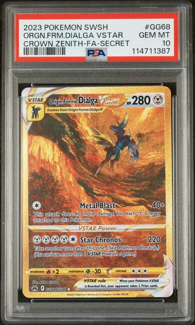 2023 #GG68 Full Art/Origin Forme Dialga Vstar PSA 10 Sword and Shield Crown Zenith
