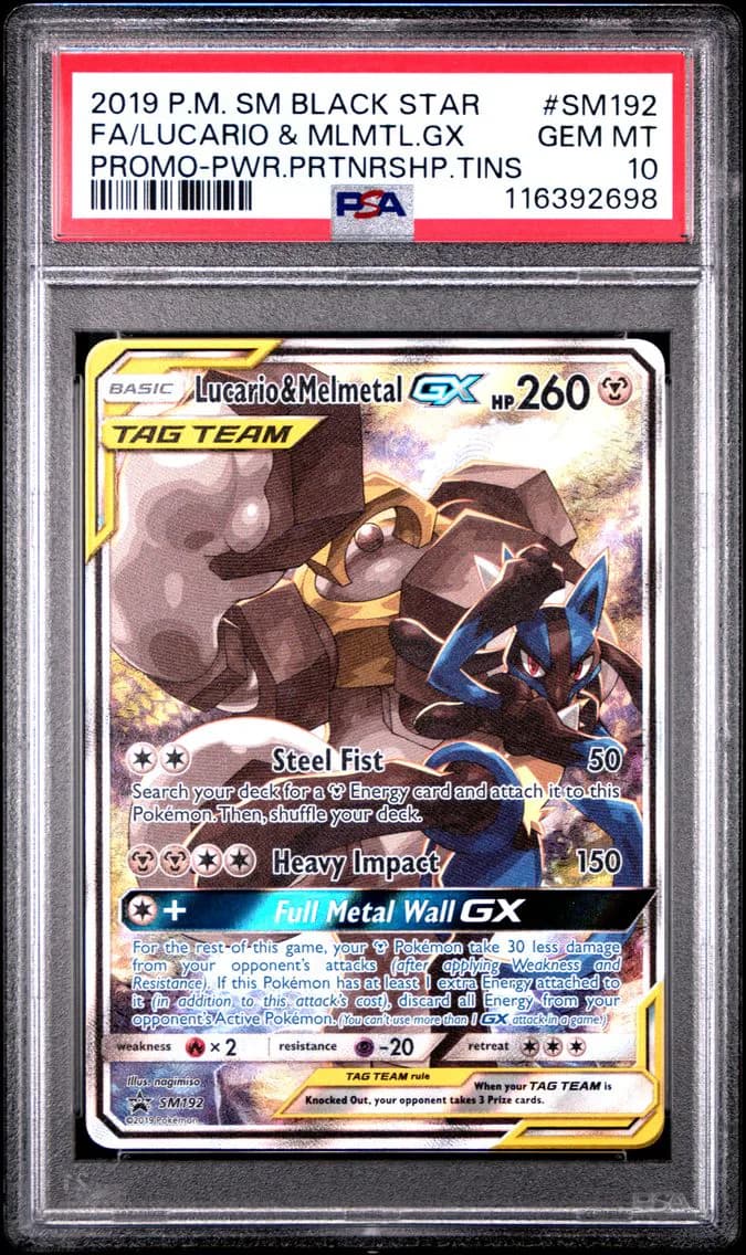 2019 #SM192 Full Art/Lucario & Melmetal GX PSA 10 SM Black Star Promo Pokemon