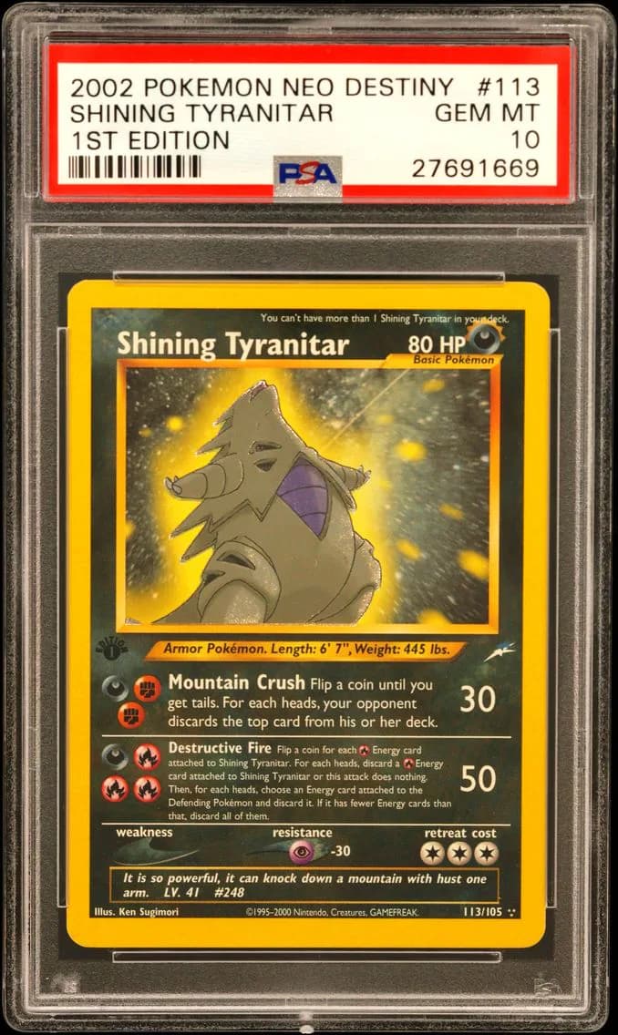 2002 #113 Shining Tyranitar 1st Edition PSA 10 Neo Destiny