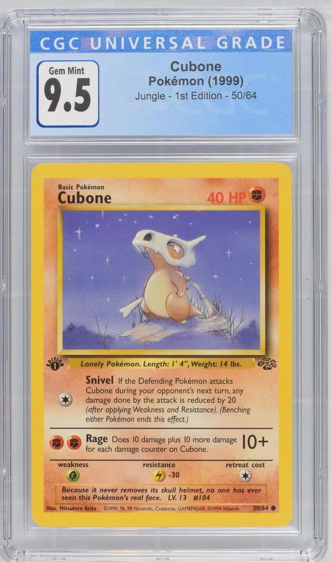 1999 #50 Cubone CGC 10 Jungle - 1st Edition - English