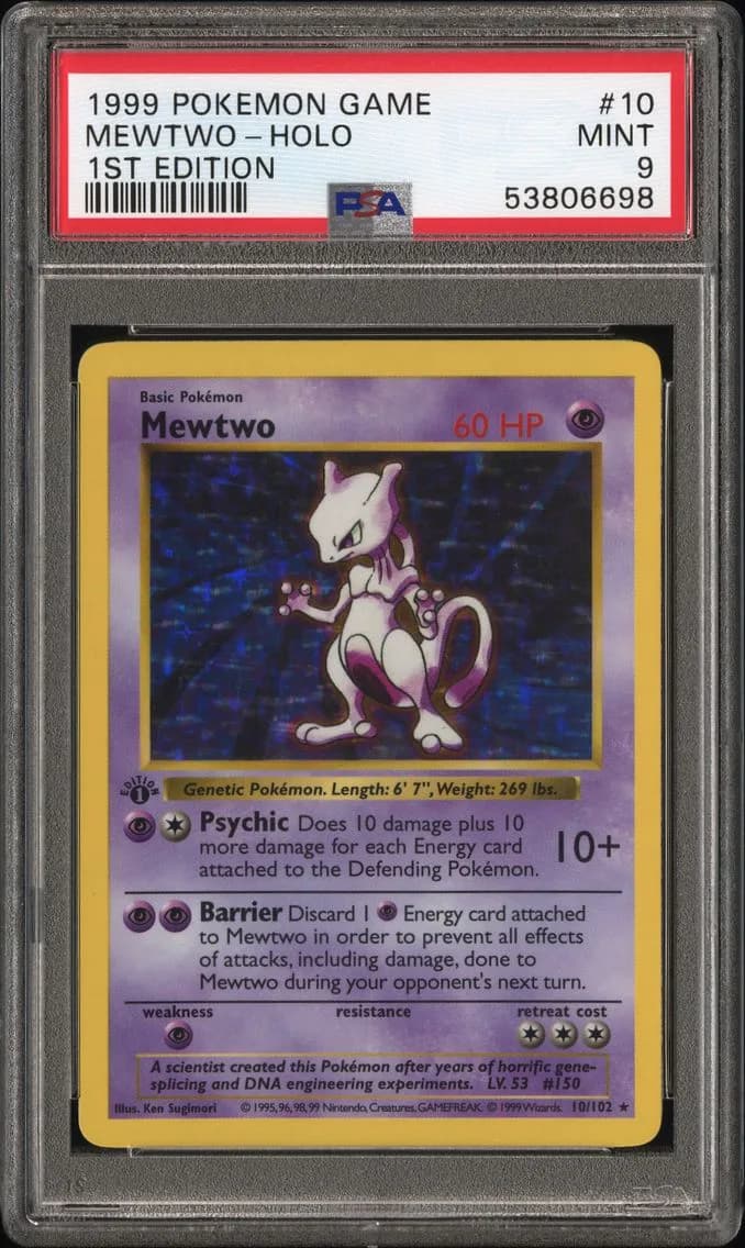 1999 #10 Mewtwo-Holo 1st Edition PSA 9 Game