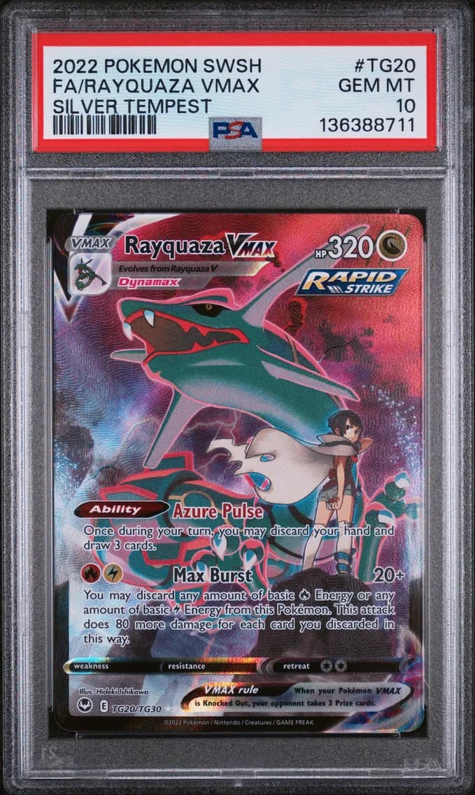 2022 #TG20 Full Art/Rayquaza Vmax PSA 10 Sword & Shield Silver Tempest